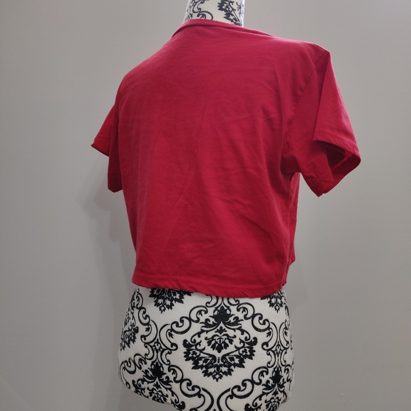 Life Graphic Print Crop Top T Shirt in Red - Picture 3 of 6